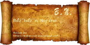 Búbán Norina névjegykártya